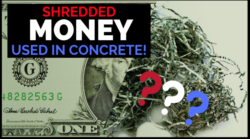 shredded money being used in concrete federal reserve notes bep