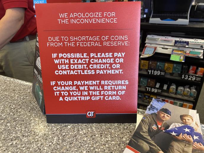 gas station buying coins during coin shortage due to coronavirus