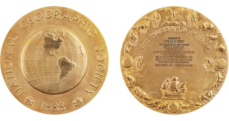 Aldrin’s 1970 National Geographic Society Hubbard Medal sold for $27,720 while a more modest Apollo 11 commemorative medallion from his collection brought $3,780.