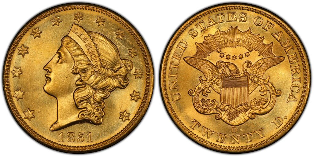 1851 double eagle gold coin heritage sold for the most money ever