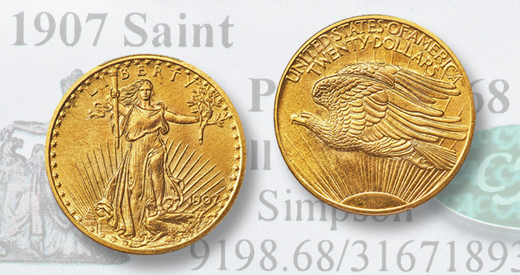 Two exceptional Proof Saint-Gaudens gold $20 double eagles continue Heritage’s offerings of the Bob R. Simpson Collection
