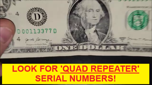 QUAD REPEATER Serial Number Found Searching for Rare Bills and Fancy Serial Numbers Worth Money