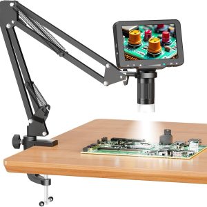 5 LCD Digital Soldering Microscope with Flexible Stand 1000X Magnification for Electronics Repair & Coins 1080P PC View 8 LEDs