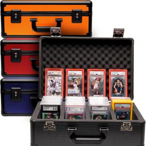 SLAB ARMOR 4 Row Graded Card Storage Box PSA Slab Case For Graded cards Hold 160+ Slabs Graded Card Case PSA Graded Card Storage Sports Baseball Card Collector Gifts TSA approved lock (BLACK)